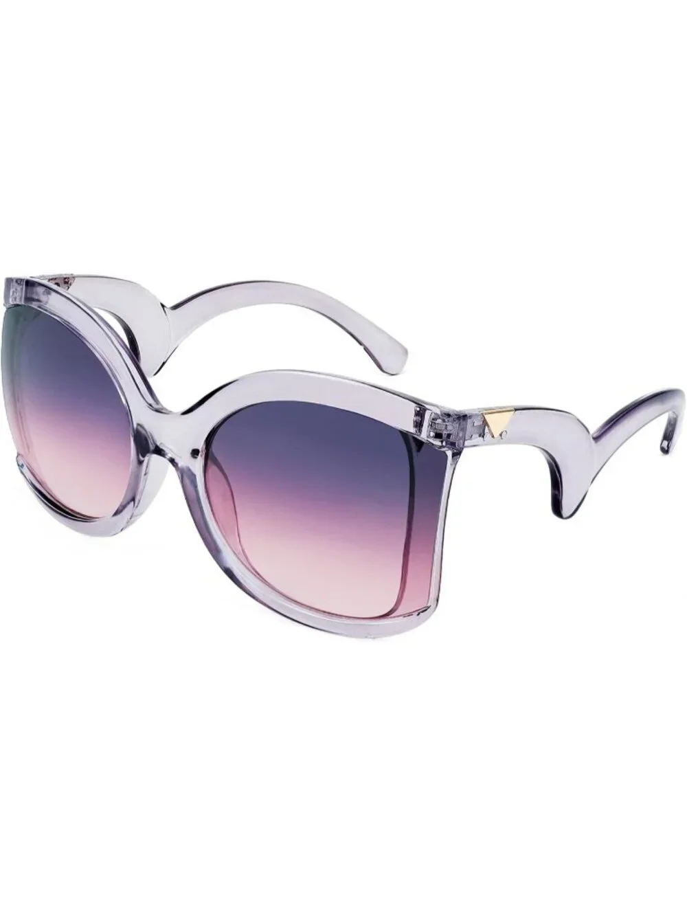 Women's Oversized Square Sunglasses Curly Arm Frame Shades B4035 Grey Purple